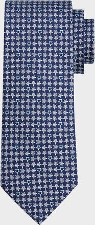 Ferragamo Men & apos;s Micro-Gancio and Turtle Silk Tie