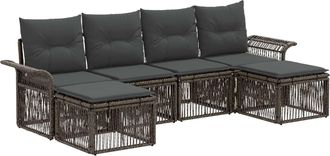 vidaXL Conjunto De Sof&aacute;s De Jard&iacute;n 6 Uds. Gris Rat&aacute;n Sint&eacute;tico Vidaxl