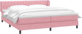 vidaXL Cama Box Spring Con Colchones Terciopelo Rosa 180x210 Cm Vidaxl
