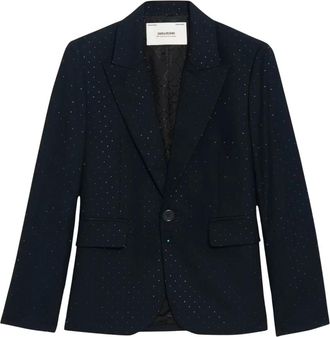 Zadig&Voltaire Valse Strass Blazer - Dames - Blazers - Blauw - XS - Leer - Jassen