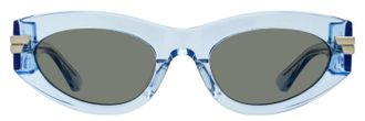 Bottega Veneta BV1189S Tapered Oval Acetate Sunglasses - Blue
