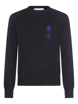 Vivienne Westwood raglan-sleeve embroidered sweater - men - Cotton/Cashmere - S - Black