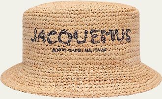 Jacquemus Le Bob Pesco Woven Raffia & Straw Bucket Hat