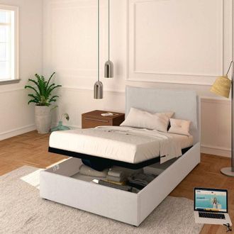 Baldiflex Baldiflex - Letto Contenitore Piazza e mezzo 120x190 Licia in Tessuto con Rete a Doghe colore Grigio chiaro Silver