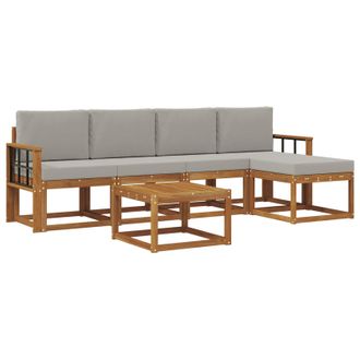 vidaXL Conjunto De Sof&aacute;s De Exterior 6 Pcs Gris Natural Y Claro Vidaxl