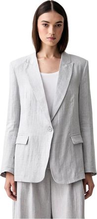 Vicolo Jassen, Dames, Grijs, S, Linnen, Enkelrijig Linnen Blazer