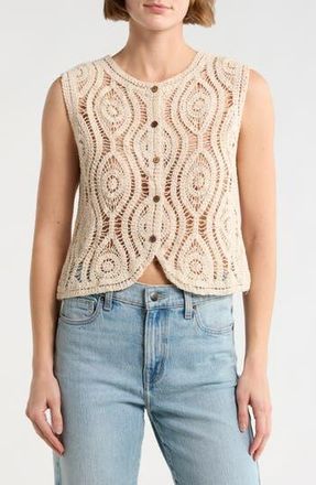 Forgotten Grace Button Front Onion Bulb Knit Top in Natural at Nordstrom Rack, Size X-Large