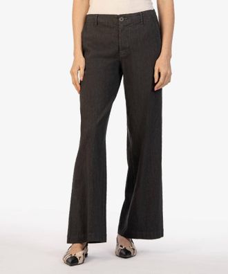 Kut from the Kloth Meg Linen Wide Leg Pants In Charcoal