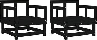 vidaXL Sillones De Jard&iacute;n 2 Unidades Madera Maciza Pino Negro Vidaxl