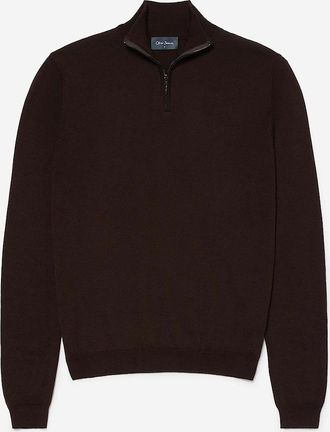 Oliver Sweeney Mens Oliver Sweeney Merino Wool Blend Quarter Zip Jumper - Black - Size: 38