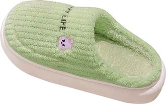 Generic Mens Womens Plush Slippers Slip-On Soft Fleece Fuzzy Warm Slippers Memory Foam Indoor House Shoes Comfortable Lightweight Winter Footwear size 5