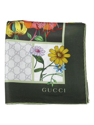 Gucci Sjaal met bloemenprint - Groen