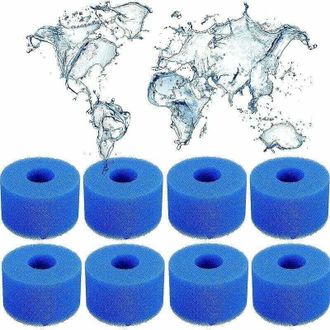 Elle Paquete De 8 Filtros De Espuma Reutilizables Tipo S1 Para Jacuzzis Intex S1, Aptos Para Piscinas, Acuarios Y Jacuzzis Tipo S1