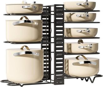 Elle Organizador De Ollas, Estante Ajustable Para Ollas Y Sartenes, Armario De Cocina De Acero Resistente Para Guardar Utensilios De Cocina