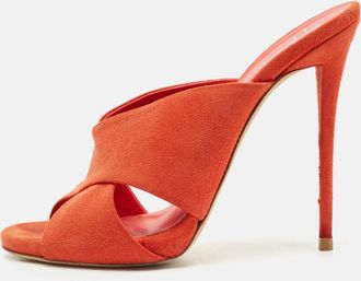 Giuseppe Zanotti Orange Suede Slide Sandals