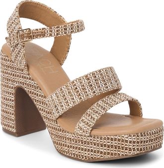Matisse Footwear Alessia Ankle Strap Platform Sandal in Brown Raffia at Nordstrom, Size 10