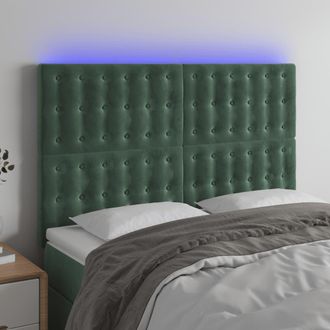 vidaXL Cabecero Con Luces Led Terciopelo Verde Oscuro 144x5x118/128 Cm Vidaxl
