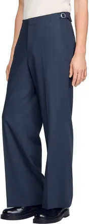 Sandro Wide-leg wool trousers with buckles in Dark Grey at Nordstrom, Size 46 X 33