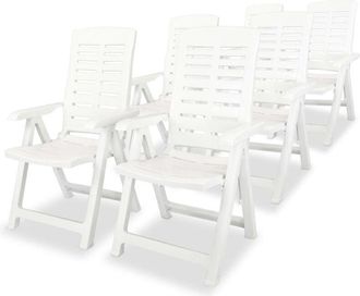 vidaXL vidaXL Reclining Garden Chairs 6 pcs Plastic White