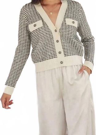 Dress Forum Contrast Rib Cardigan In Cream/black