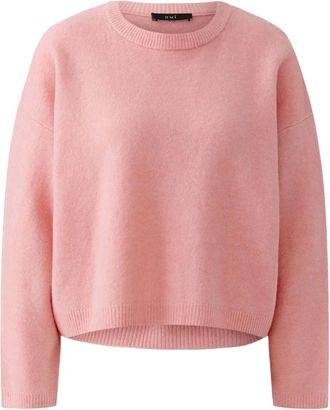 Oui Ronde hals gebreid - Dames - Truien - Roze - Maat: XL Wol