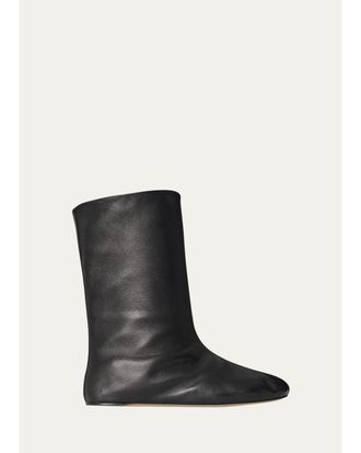 The Row Yumi Leather Mid-Calf Boots