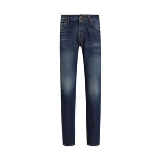 Dolce & Gabbana Slim-fit Jeans, male, Blue, Size: 2XL Slim Plaque Denim Jeans