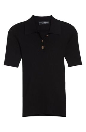 Dolce & Gabbana Rib Polo Sweater in Nero at Nordstrom, Size 10 Us