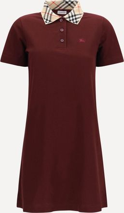 Burberry Abito stile polo in cotone con collo Check Woman S