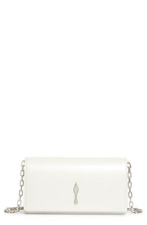 Christian Louboutin Bettina Leather Clutch in White/Silver at Nordstrom