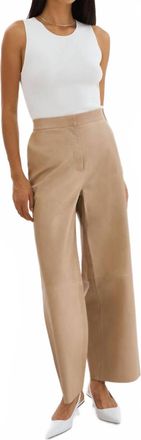 LaMarque Yaren Wide Leg Leather Pants In Beige
