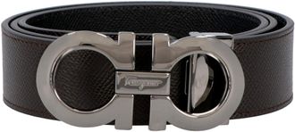 Ferragamo Mens Gancini Reversible Leather Belt Brown Calf