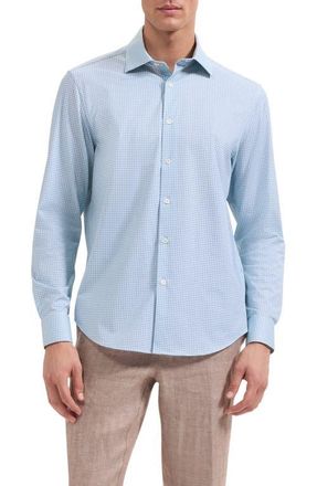 Bugatchi James OoohCotton Geo Print Button-Up Shirt in Seafoam at Nordstrom, Size Xx-Large