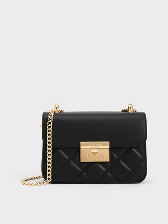 Charles & Keith Alva Quilted Chain-Handle Bag