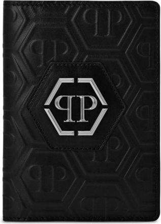 Philipp Plein logo-plaque passport cover - men - Calf Leather - One Size - Black
