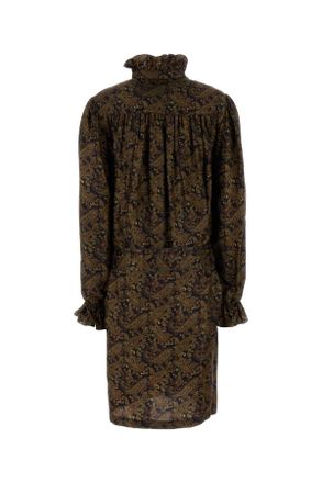 Saint Laurent Womens Printed Twill Dress Navymulticolore Exterior: Silk Abiti