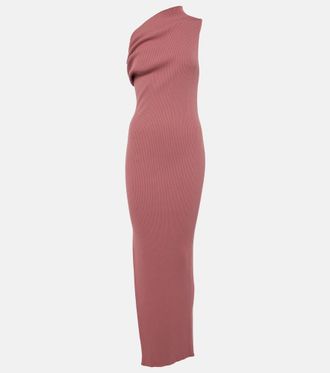 Rick Owens Abito lungo monospalla in jersey