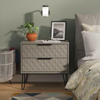 Lewis's Harlequin 2 Drawer Side Table in Dusk Grey - Ready Assembled - Lewiss Home | TJ Hughes