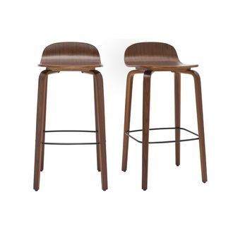 Miliboo Set De 2 Taburetes De Cocina Vintage De Nogal 68 Cm Obra