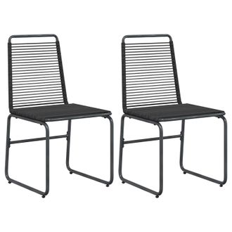 vidaXL Sillas De Jard&iacute;n 2 Pcs Negro 48 X 55 X 89,5 Cm Rat&aacute;n Vidaxl