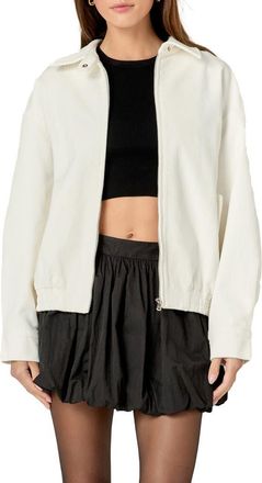 English Factory Oversize Corduroy Zip Jacket in Off White at Nordstrom, Size X-Small