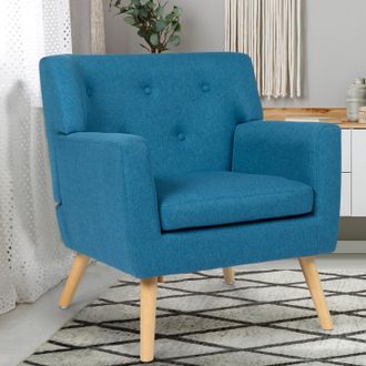 IDMarket Sill&oacute;n Escandinavo Liv En Tela Azul Pato