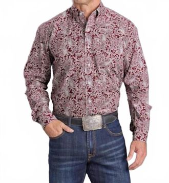 Stetson Paisley Button Shirt In Wine