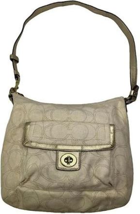 Coach Pre-owned Shoulder Bags, female, Beige, Size: ONE SIZE Pre-owned Canvas Shoulder Bag