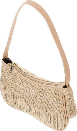 Yarnow Casual Straw Woven Shoulder Bag Khaki Crossbody Bag Lightweight for Women