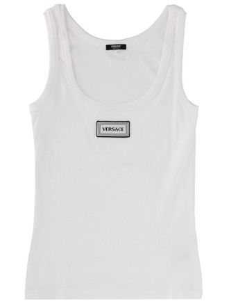 Versace Logo Cotton-Blend Scoop Neck Tank Top