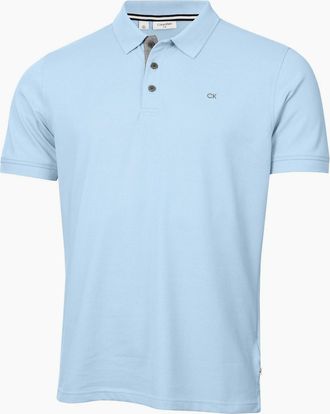 Calvin Klein Mens Embroidered Collared Neck Short Sleeve Polo Shirt - Blue - Size: 38