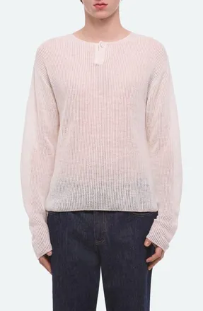 Helmut Lang Texture Henley Sweater in White at Nordstrom, Size X-Large