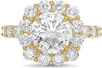 Diana M. Jewels 14kt yellow gold 4.00cts Lab-Grown Round Diamond Halo Ring with Diamond Band