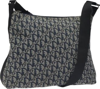 Dior Vintage Trotter Messenger Bag Diorissimo Canvas Navy Canvas Bag (Pre-Owned)